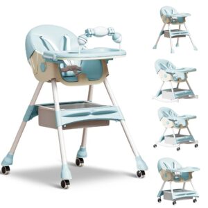 كرسى طعام هزاز للأطفال  2مستوي ارتفاع وقابل للطى مع بار العاب لتسليه الطفل كود (601y)