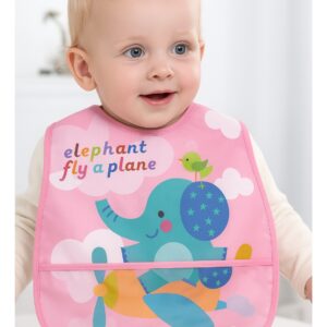 مريلة أطفال ضد الماء بتصميم الفيل والطائرة