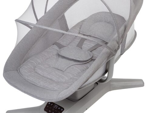 سرير هزاز كهربائي للأطفال مع موسيقى وناموسية للحماية والراحة المثالية