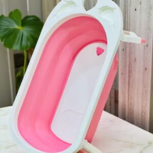 بانيو أطفال سيليكون محمول وقابل للطي  - لون زهرى