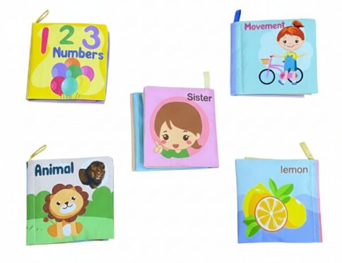 مجموعة كتب قماشية آمنة وناعمة من 5 قطع للأطفال – ألعاب تعليمية أساسية لتنمية الطفل المبكرة