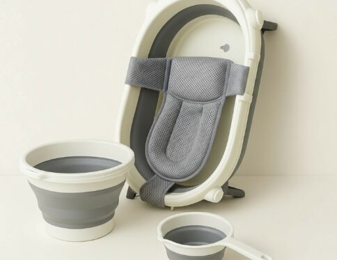 حوض استحمام أطفال قابل للطي مع الملحقات