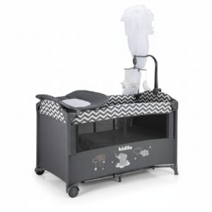 سرير أطفال محمول ومتعدد الاستخدامات 4 في 1 | سرير سفر مع طاولة تغيير وحامل ألعاب