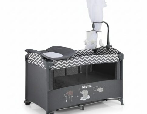 سرير أطفال محمول ومتعدد الاستخدامات 4 في 1 | سرير سفر مع طاولة تغيير وحامل ألعاب