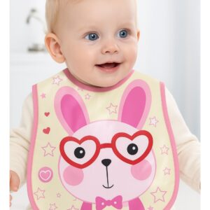 مريلة أطفال ضد الماء بتصميم الأرنب ونضارة القلب