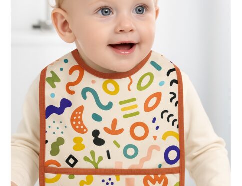 مريلة أطفال مقاومة للماء مع جيب