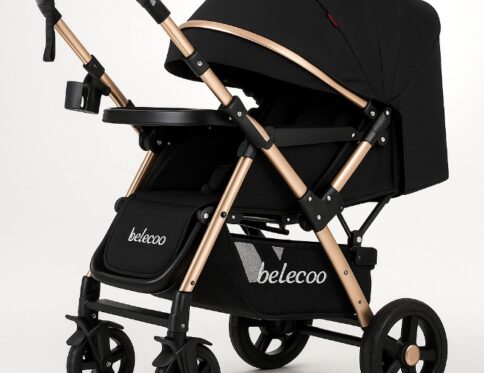 عربة أطفال Belecoo عالية الجودة – قابلة للطي بيد واحدة، مع مساحة تخزين كبيرة ونافذة لمراقبة الطفل، مناسبة للسفر اليومي