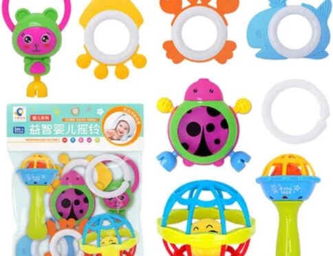 مجموعة خشخيشات وعضاضات السيليكون الفاخرة للأطفال (13 قطعة) – ألعاب تسنين وتعليم مبكر للرضع (2-12 شهرًا)