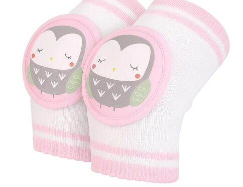 واقيات ركبة للأطفال بتصميم بومة لطيفة – وردي وللحماية وقت الزحف