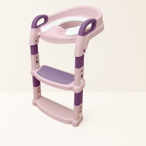 مقعد تدريب الأطفال على استخدام المرحاض قابل للتعديل مع سلم و مقابض