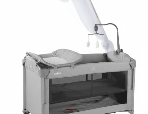 سرير أطفال بجانب السرير مع سرير سفر قابل للطي بمستويات مختلفة مع شبكة ضد البعوض وألعاب كود (T702L)