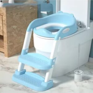 مقعد تدريب الأطفال القابل للتعديل على استخدام المرحاض مع سلم وخطوات مساعدة