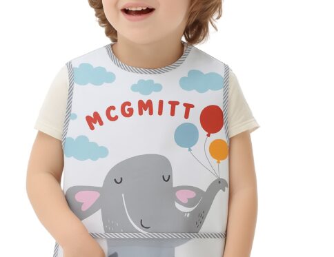 مريلة أطفال ضد الماء بطبعة الفيل والبالونات