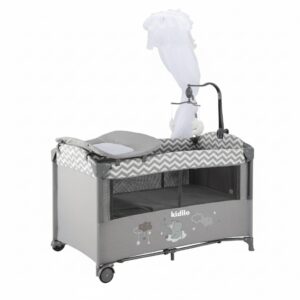 سرير أطفال محمول ومتعدد الاستخدامات 4 في 1 | سرير سفر مع طاولة تغيير وحامل ألعاب