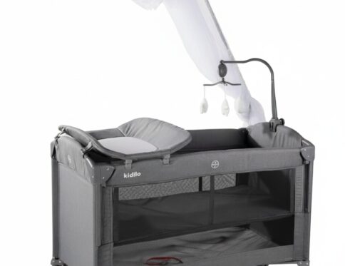 سرير أطفال بجانب السرير مع سرير سفر قابل للطي بمستويات مختلفة مع شبكة ضد البعوض وألعاب كود (T702L)