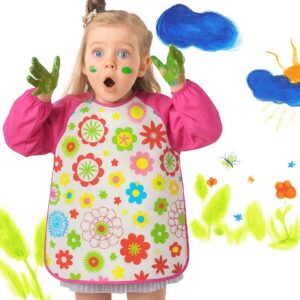 مريلة أطفال بأكمام "ورد"