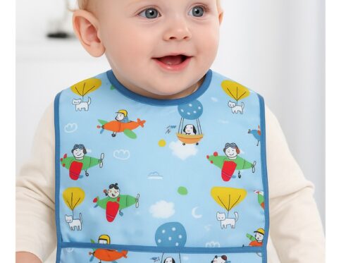 مريلة أطفال مقاومة للماء مع جيب