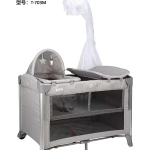 سرير أطفال محمول ومتعدد الاستخدامات 5 في 1 | سرير سفر مع طاولة تغيير وحامل ألعاب t703 - dark gray (نسخة)