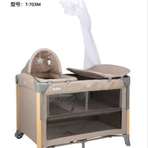 سرير أطفال محمول ومتعدد الاستخدامات 5 في 1 | سرير سفر مع طاولة تغيير وحامل ألعاب t703 - sand