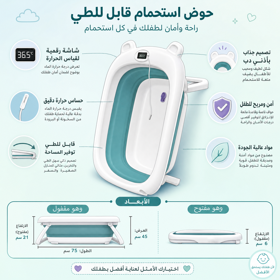 بانيو اطفال سليكون + ترمومتر《 6688 》