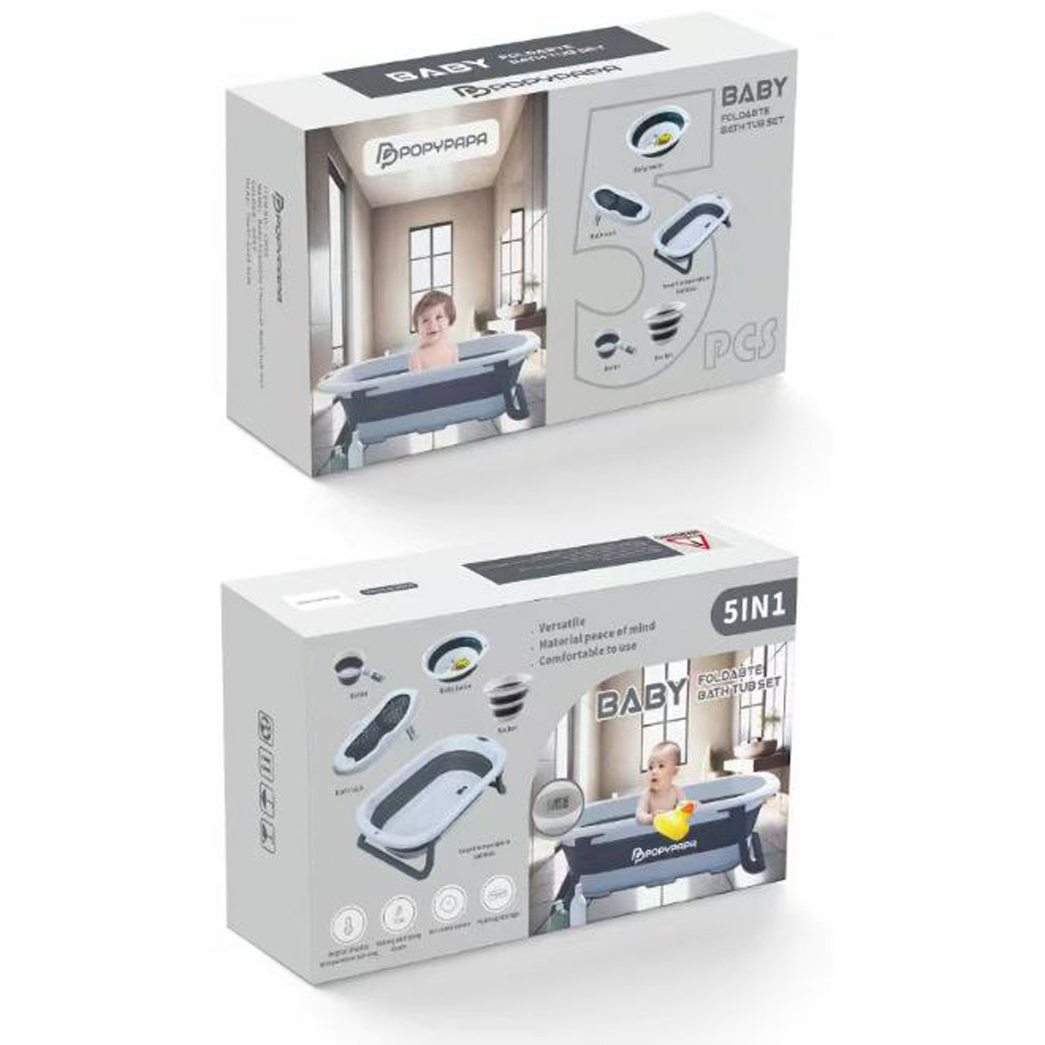 Popypapa-Baby-Foldable-Bath-Tub-Set-5in12 Popypapa Baby Foldable Bath Tub Set in