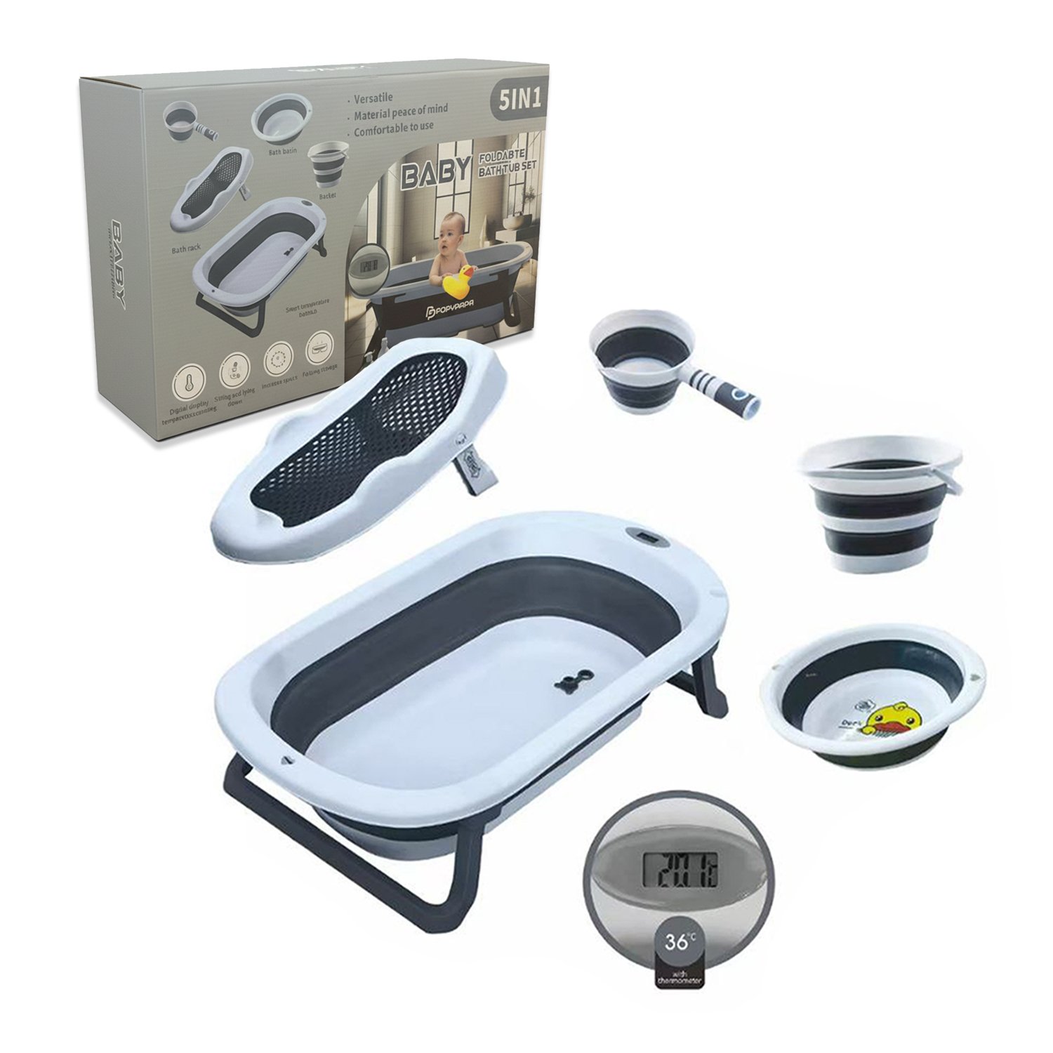 Popypapa-Baby-Foldable-Bath-Tub-Set-5in13-1 Popypapa Baby Foldable Bath Tub Set in